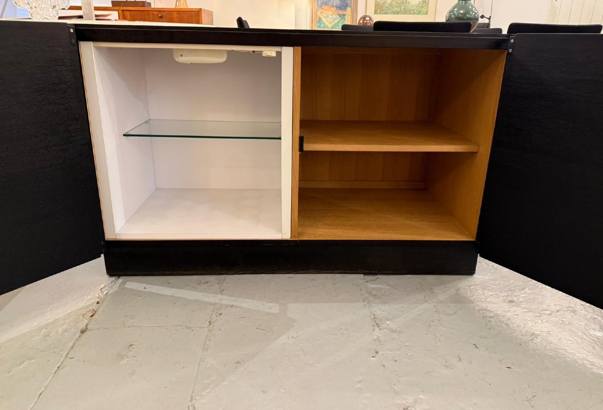 Meuble bas deux portes design brutaliste noir attribué à J. Batenburg-photo-4