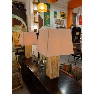 Paire de lampes en marbre
