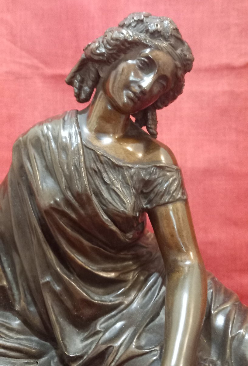 Statue Femme à La Lyre En Bronze-photo-3