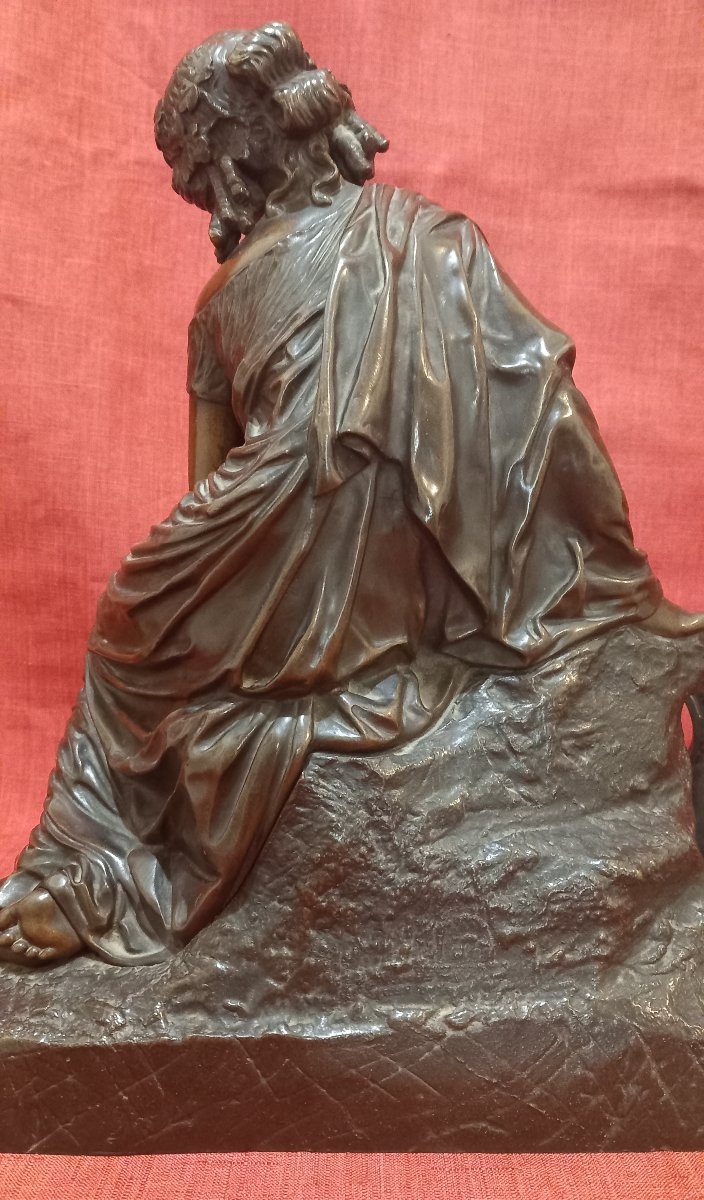 Statue Femme à La Lyre En Bronze-photo-4