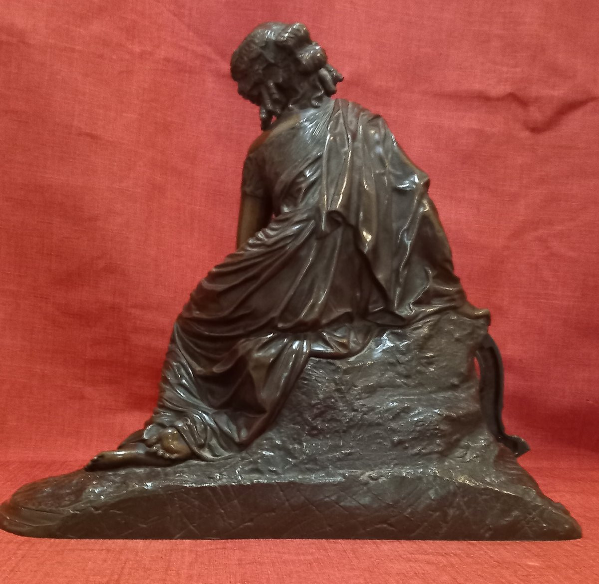 Statue Femme à La Lyre En Bronze-photo-4