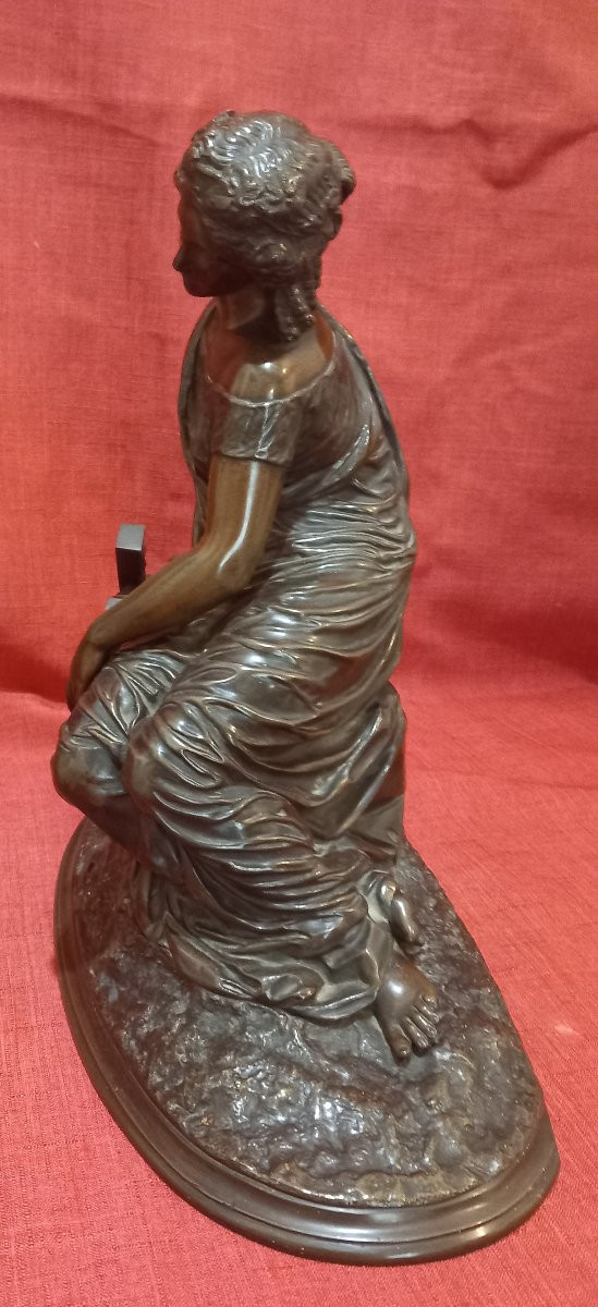 Statue Femme à La Lyre En Bronze-photo-7