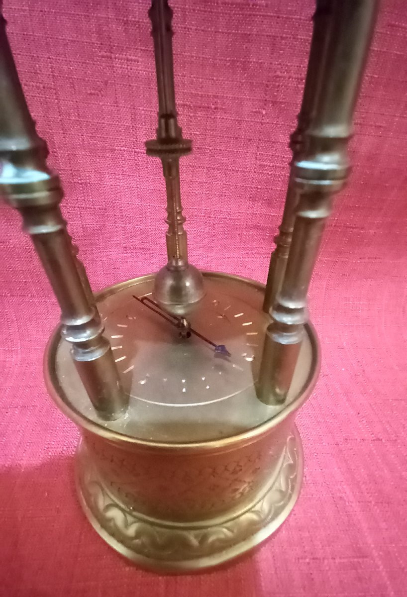 Horloge de bureau en laiton en forme de dôme Eugène Farcot  19 eme-photo-8