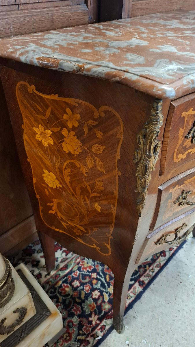 Louis XV Style Chest Of Drawers In Marquetry -photo-1