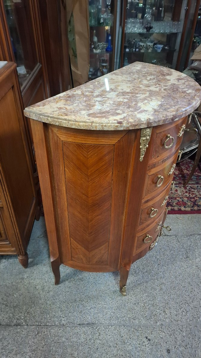 Commode demi lune en marqueterie -photo-2