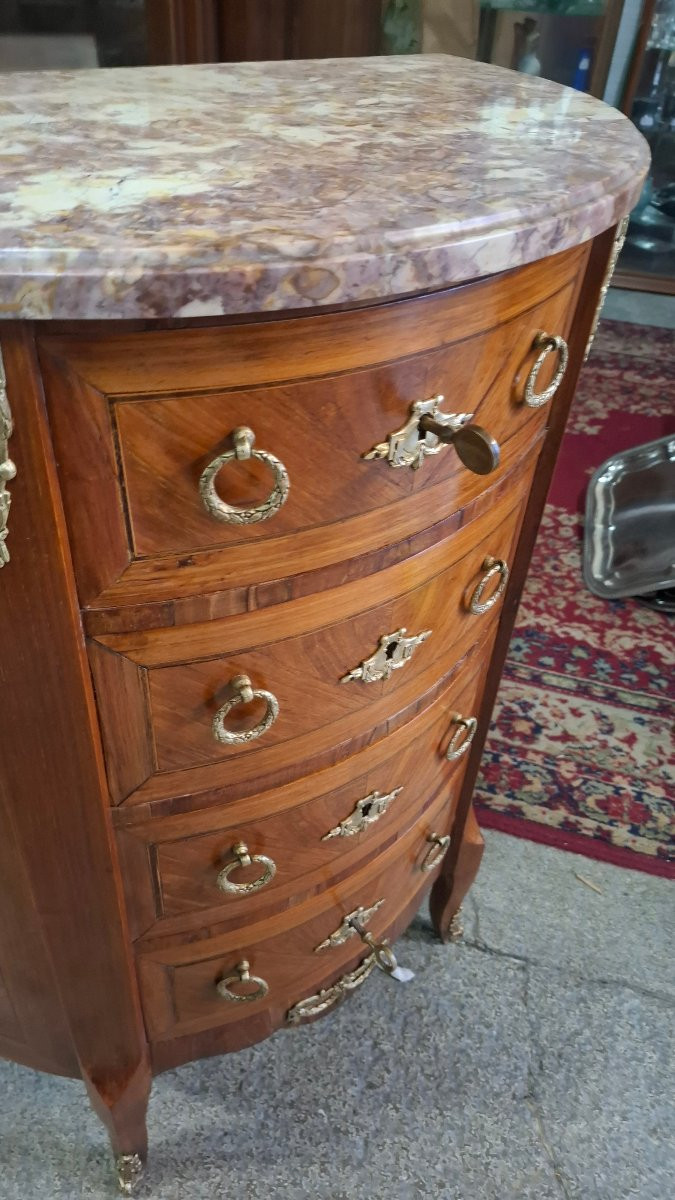 Commode demi lune en marqueterie -photo-4