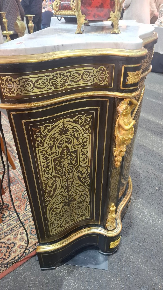 Boulle Marquetry Console Table, Napoleon III Period – Mid-19th Century-photo-2