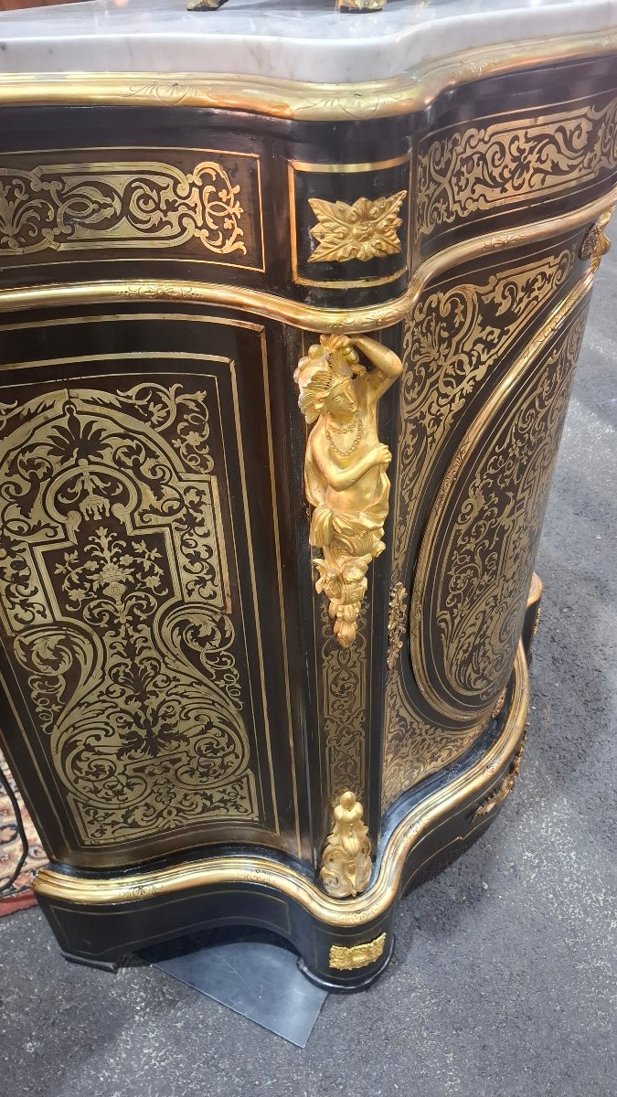 Boulle Marquetry Console Table, Napoleon III Period – Mid-19th Century-photo-3