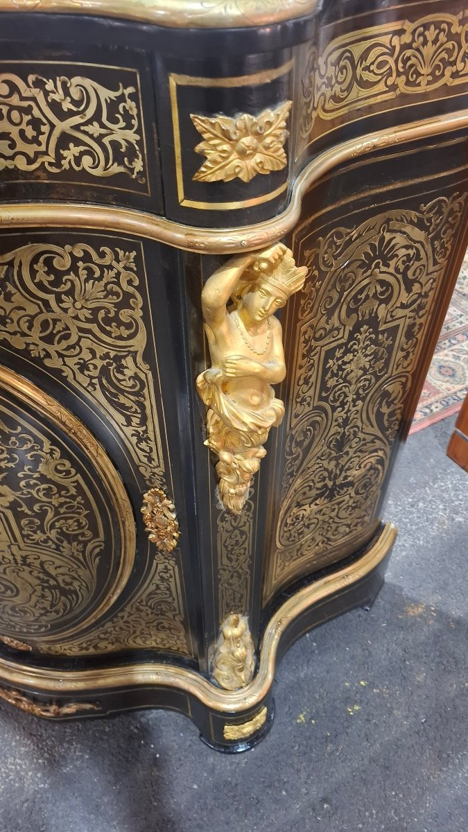 Boulle Marquetry Console Table, Napoleon III Period – Mid-19th Century-photo-1