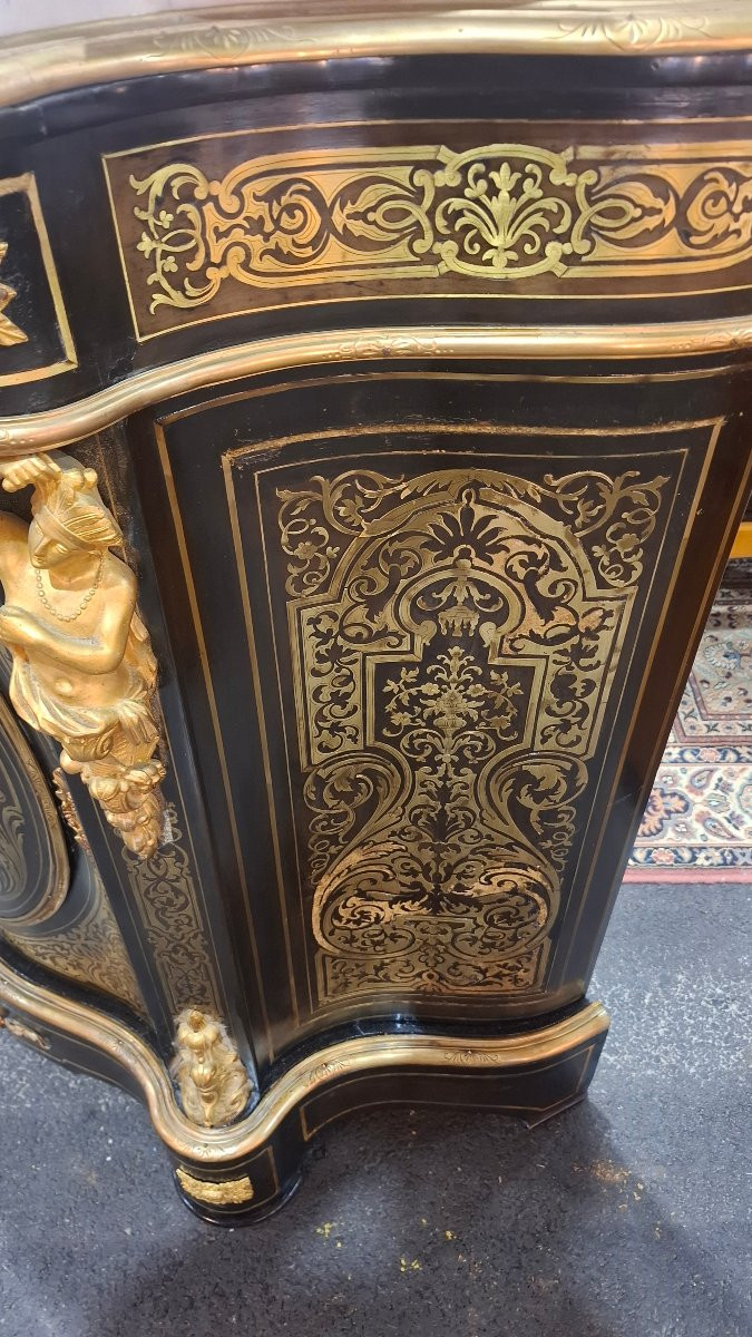 Boulle Marquetry Console Table, Napoleon III Period – Mid-19th Century-photo-2