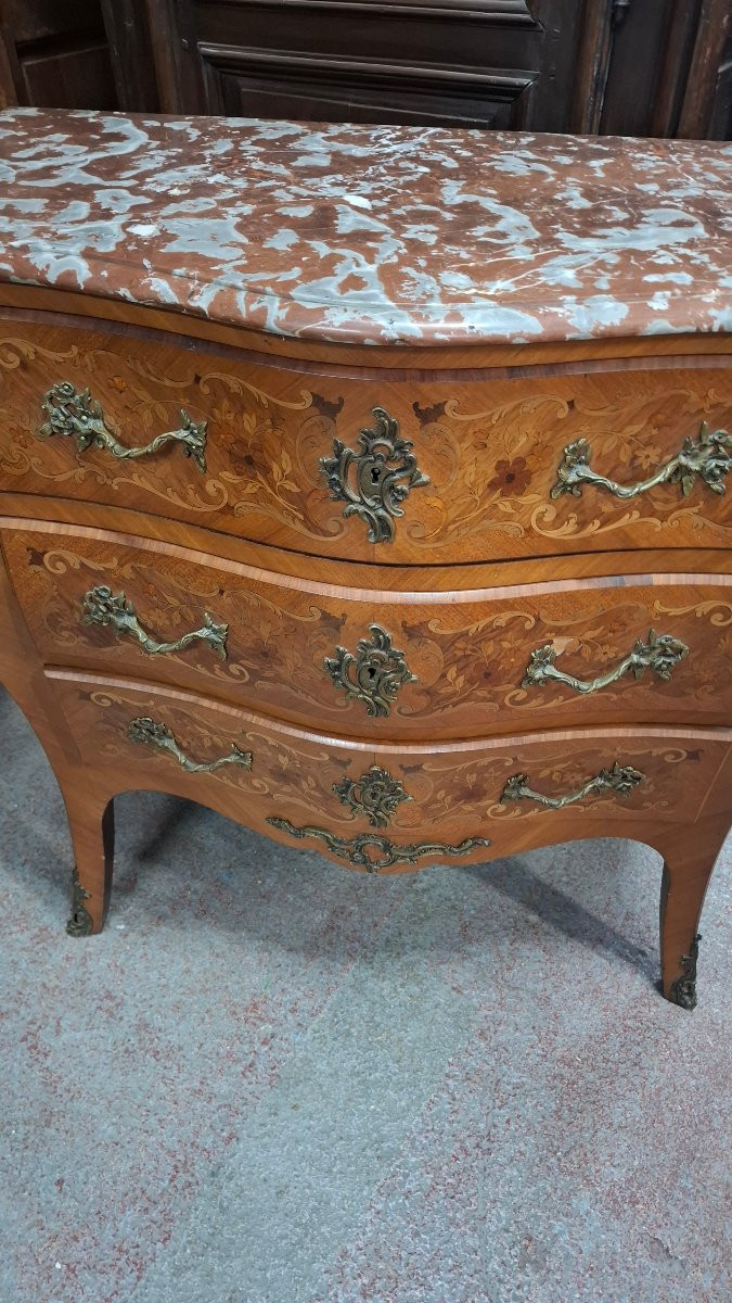 Louis XV Style Marquetry Commode -photo-2