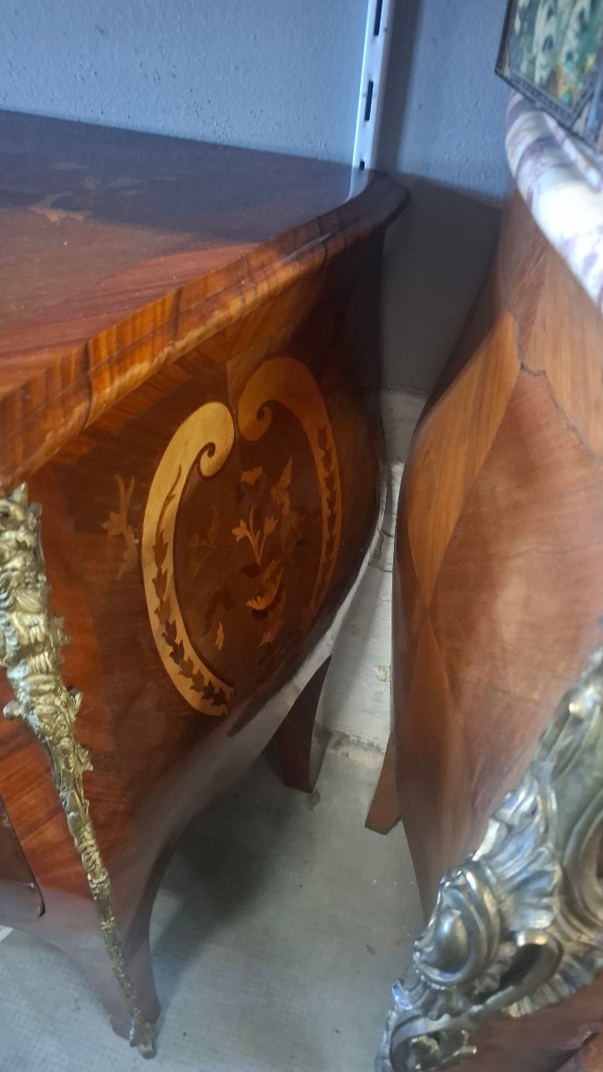Louis XV-style Chest Of Drawers With Marquetry -photo-4