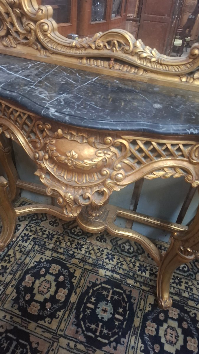 Louis XV-style Mirror And Console Set -photo-3