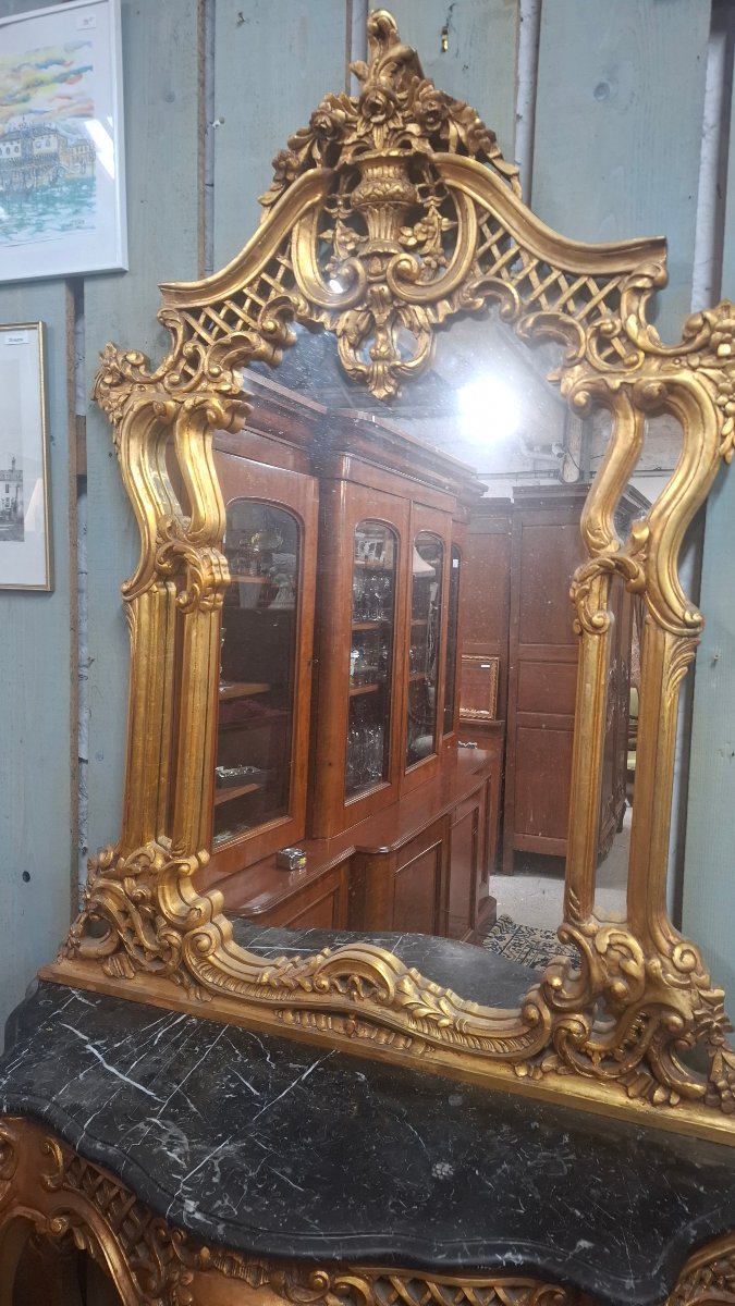 Louis XV-style Mirror And Console Set -photo-2
