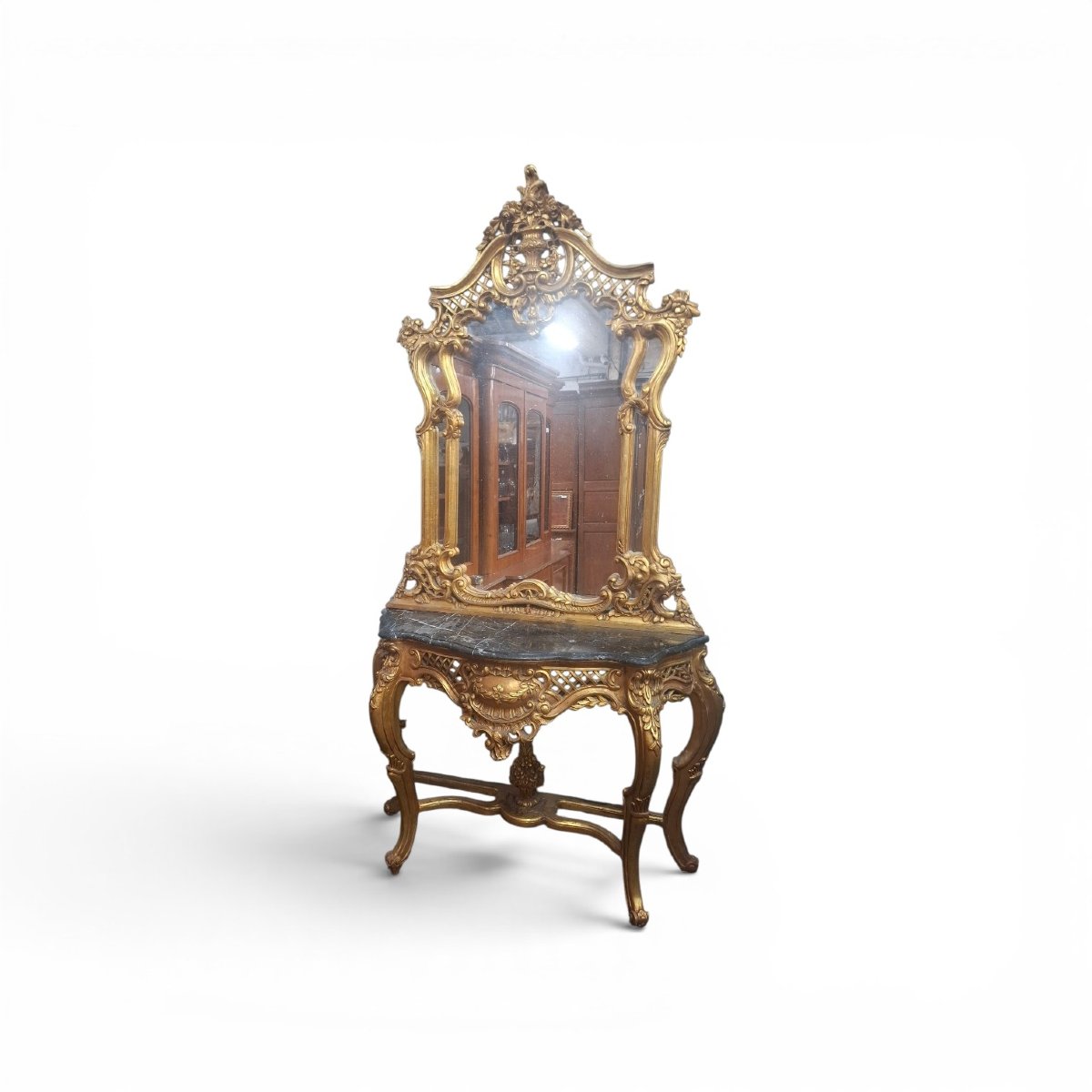 Louis XV-style Mirror And Console Set 