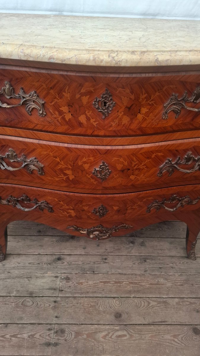 Louis XV-style Chest Of Drawers With Marquetry -photo-3