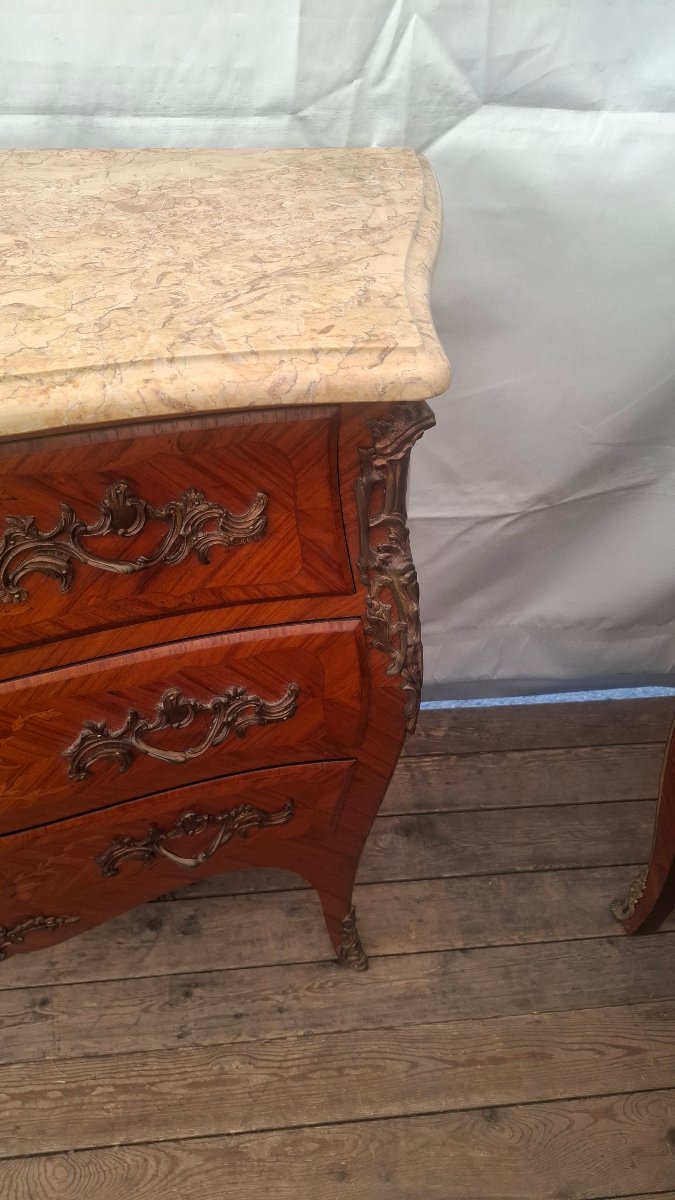 Louis XV-style Chest Of Drawers With Marquetry -photo-4
