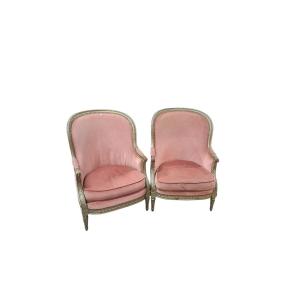 Pair Of Louis XVI Style Bergère Armchairs 