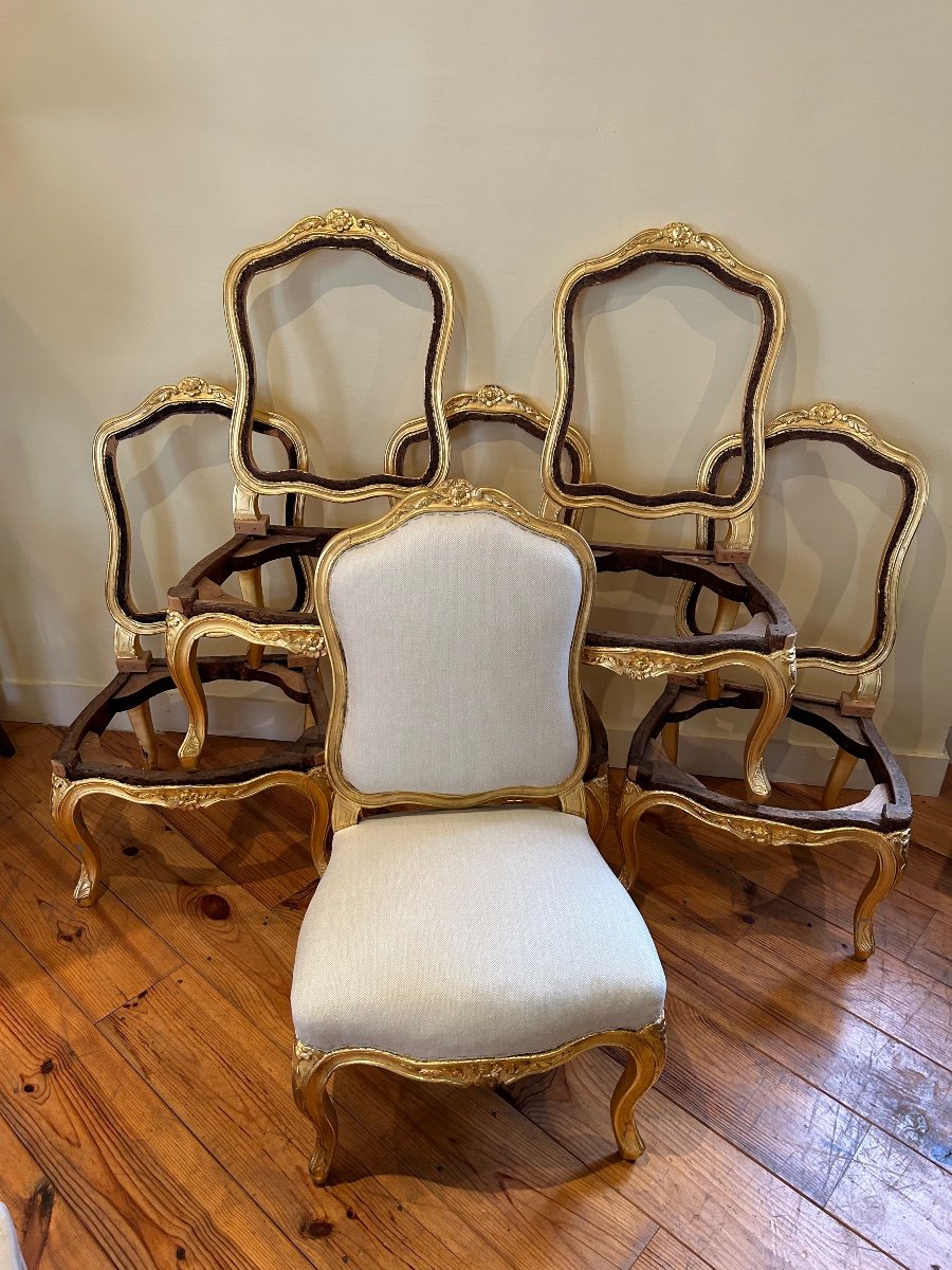 6 Louis XV Period Chairs-photo-2
