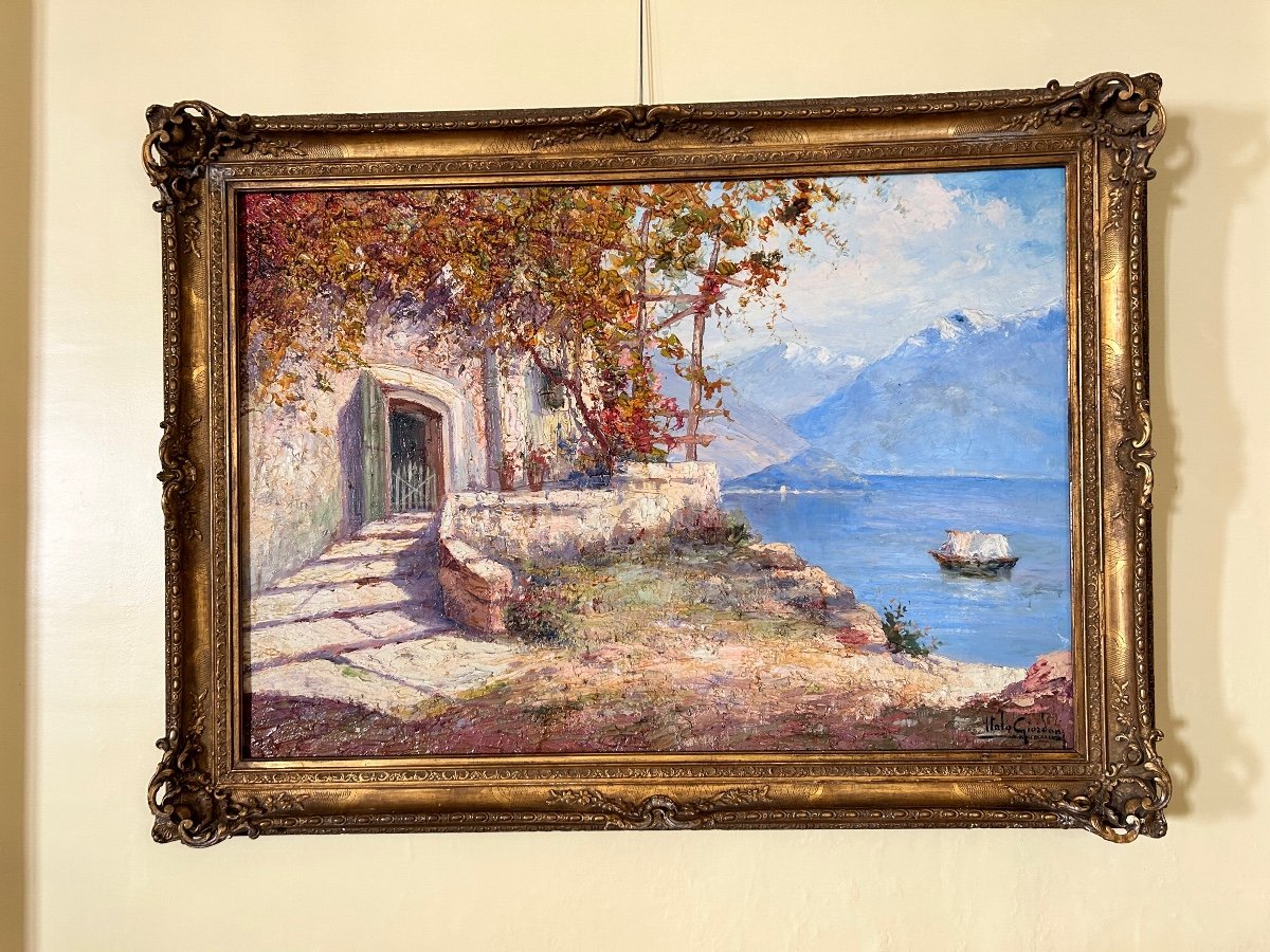 Very Large Painting, Lake Como By Italo Giordani
