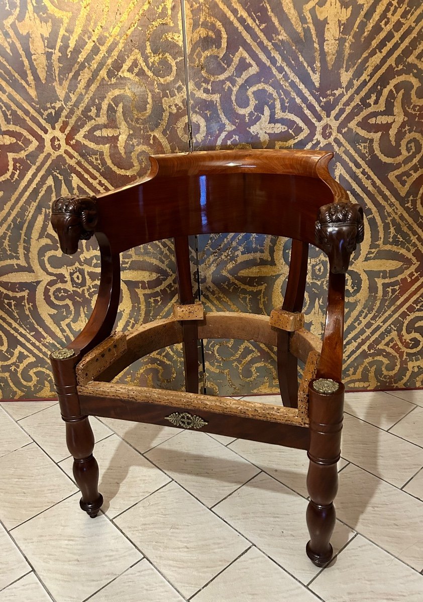 Fauteuil De Bureau Empire à Têtes De Béliers, Pieds Jacob-photo-2