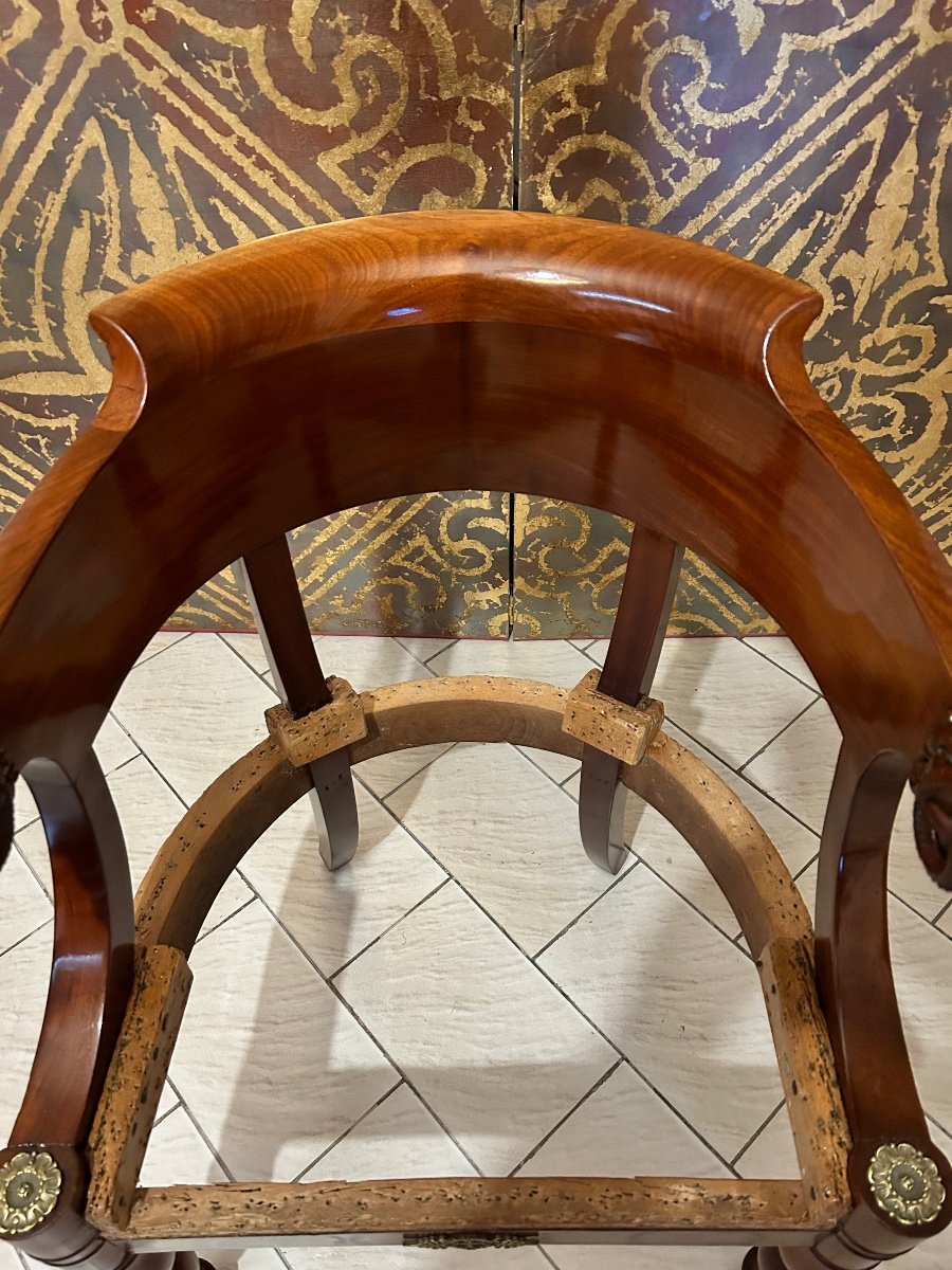 Fauteuil De Bureau Empire à Têtes De Béliers, Pieds Jacob-photo-4