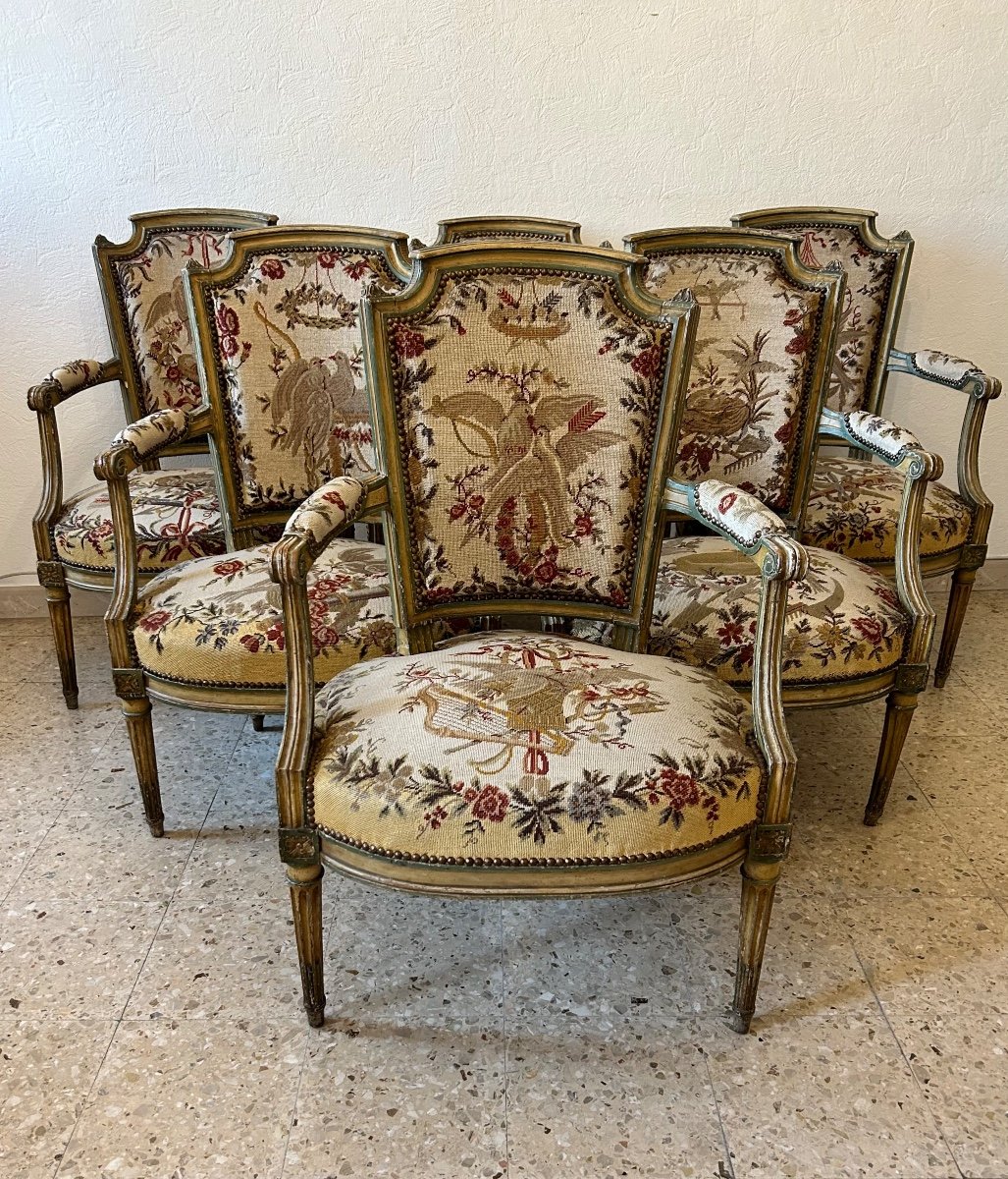 6 Fauteuils D’époque Louis XVI Estampillés Jbb Demay-photo-2