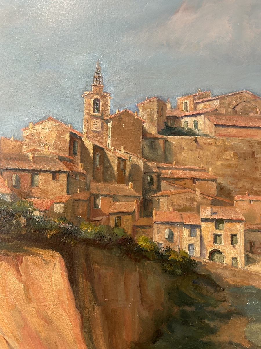Grand tableau village de Roussillon luberon -photo-2