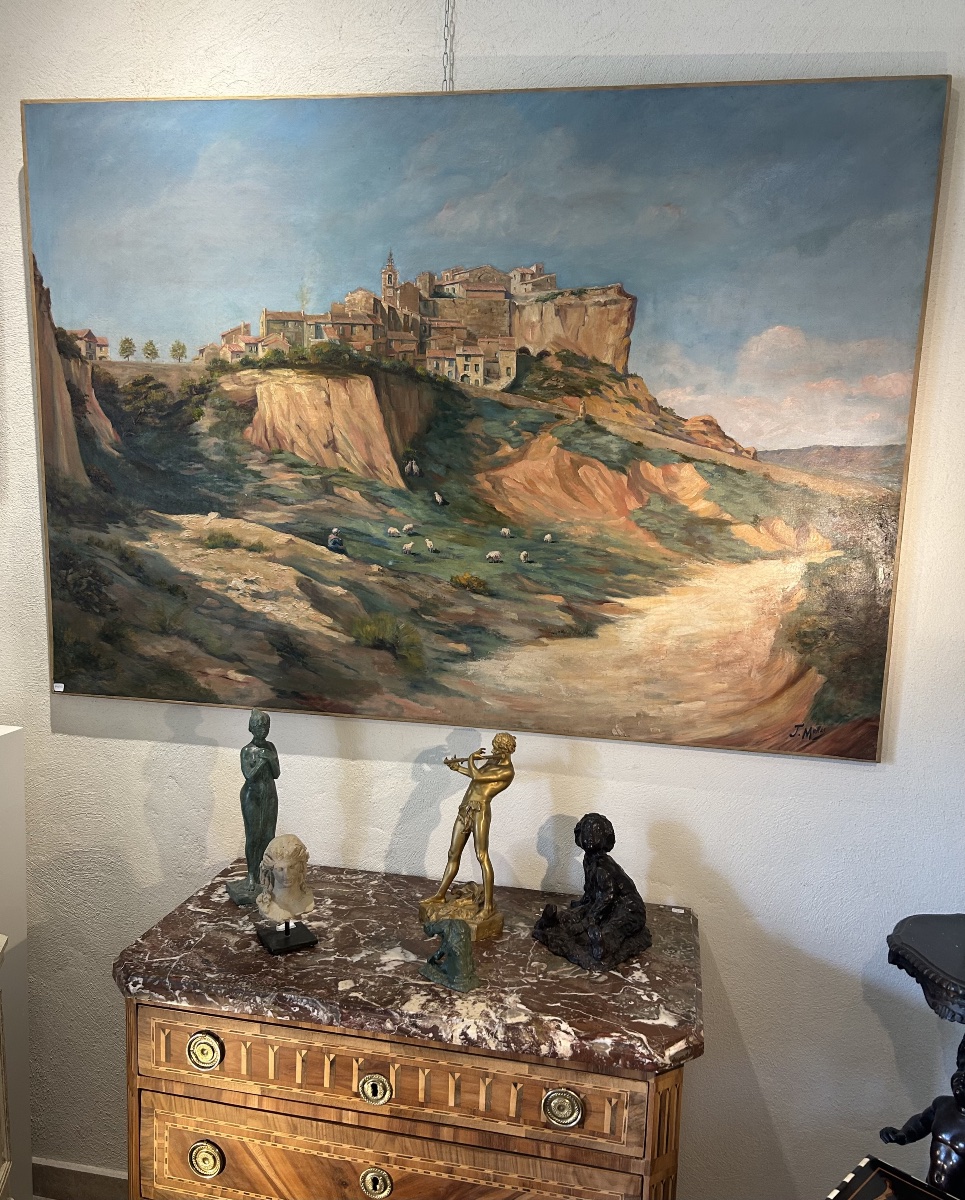 Grand tableau village de Roussillon luberon -photo-3