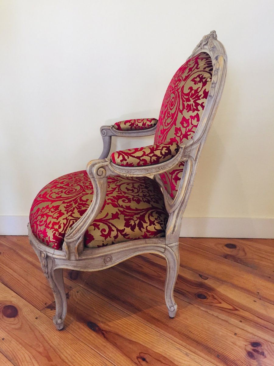 Louis XV Armchair At La Reine With Frame-photo-2