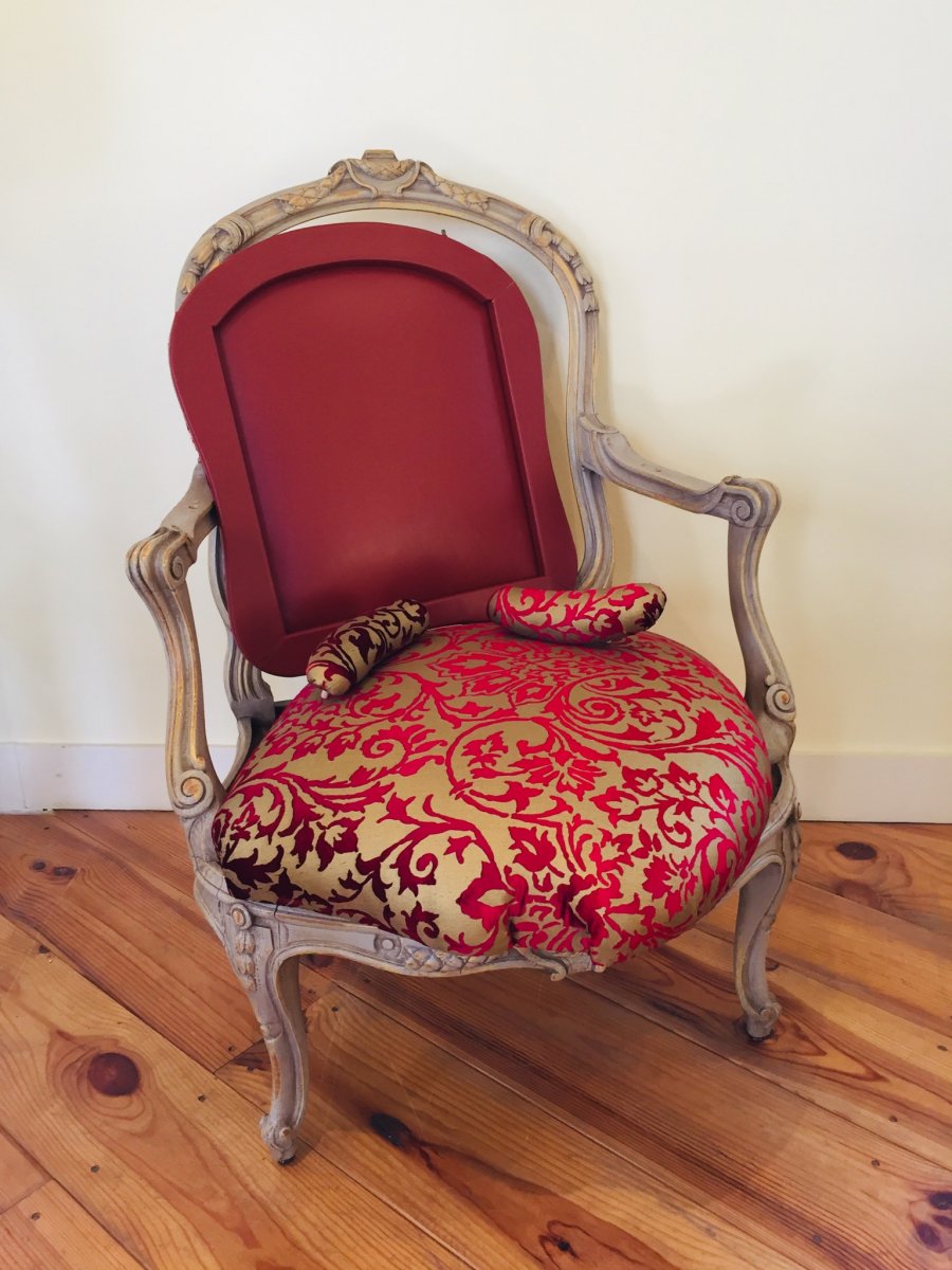 Fauteuil Louis XV à La Reine à Châssis -photo-5