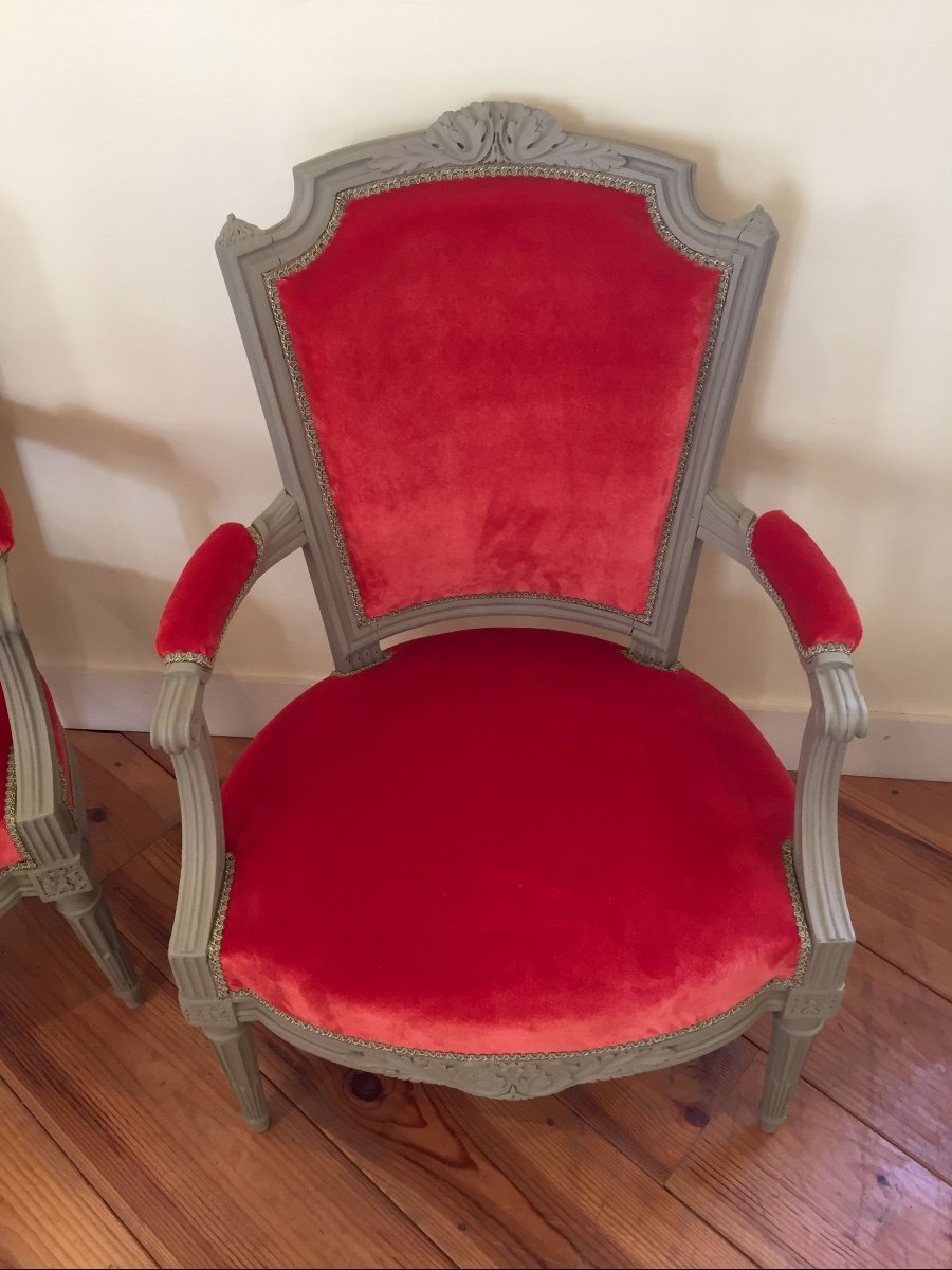 Pair Of Louis XVI Period Armchairs Stamped Pierre Bernard And Nicolas Simon Courtois-photo-2