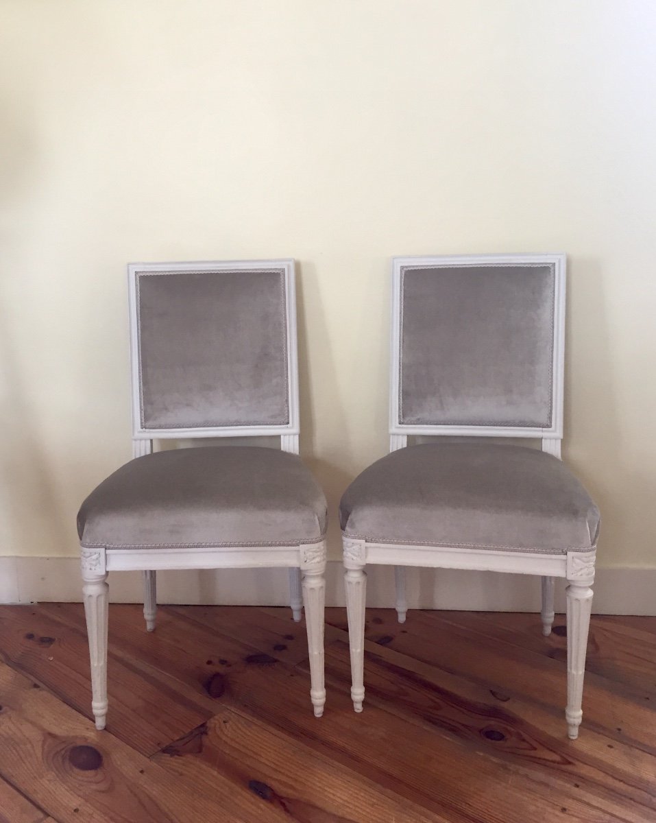 Pair Of Louis XVI Chairs Stamped Sené-photo-2