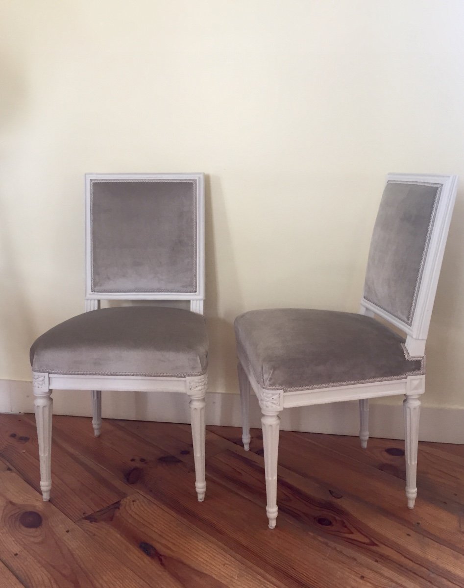 Pair Of Louis XVI Chairs Stamped Sené-photo-3