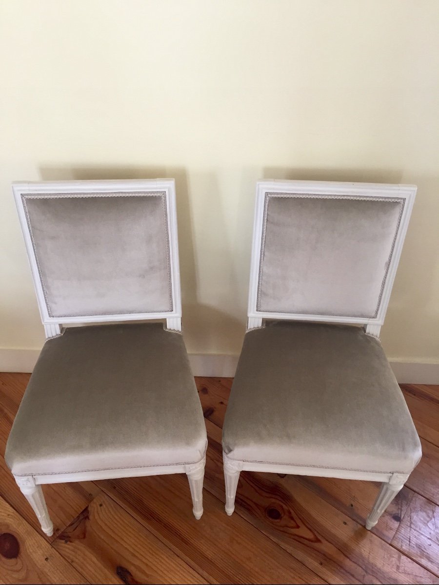 Pair Of Louis XVI Chairs Stamped Sené-photo-3