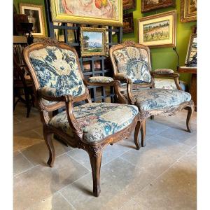 Pair Of Louis XV Armchairs With Chassis