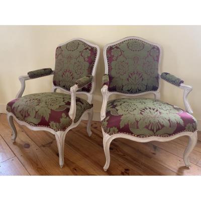 Pair Of Louis XV Armchairs Stamped I Avisse