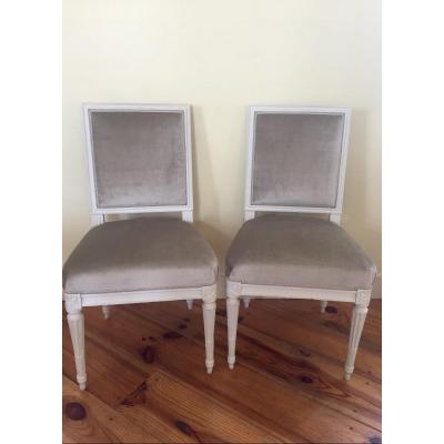 Pair Of Louis XVI Chairs Stamped Sené