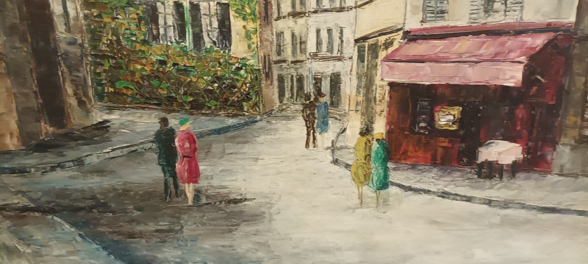 Tableau Paris Montmartre Signé A Monoky 1960-photo-3