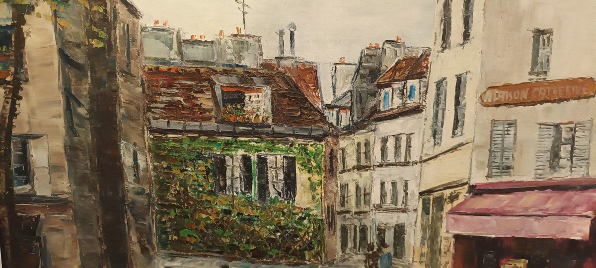 Tableau Paris Montmartre Signé A Monoky 1960-photo-4