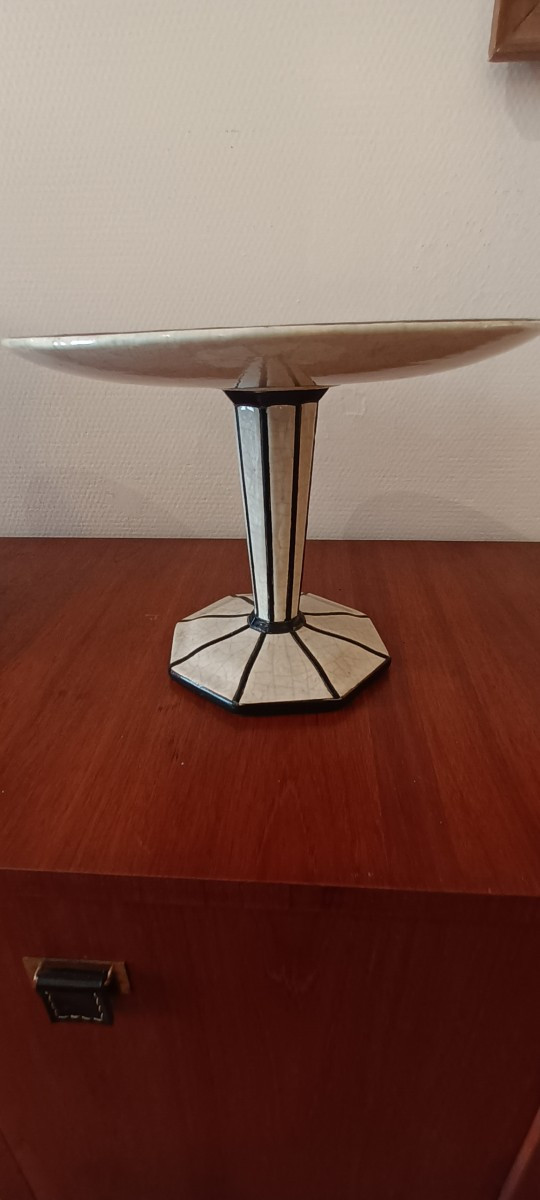 Grande coupe art deco en faience de longwy -photo-4