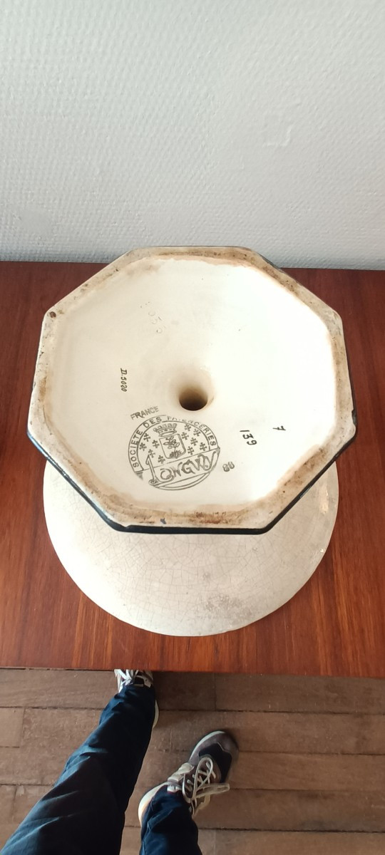 Grande coupe art deco en faience de longwy -photo-1