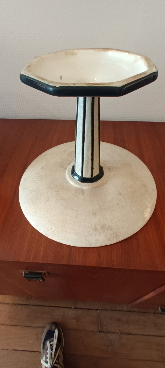 Grande coupe art deco en faience de longwy -photo-2