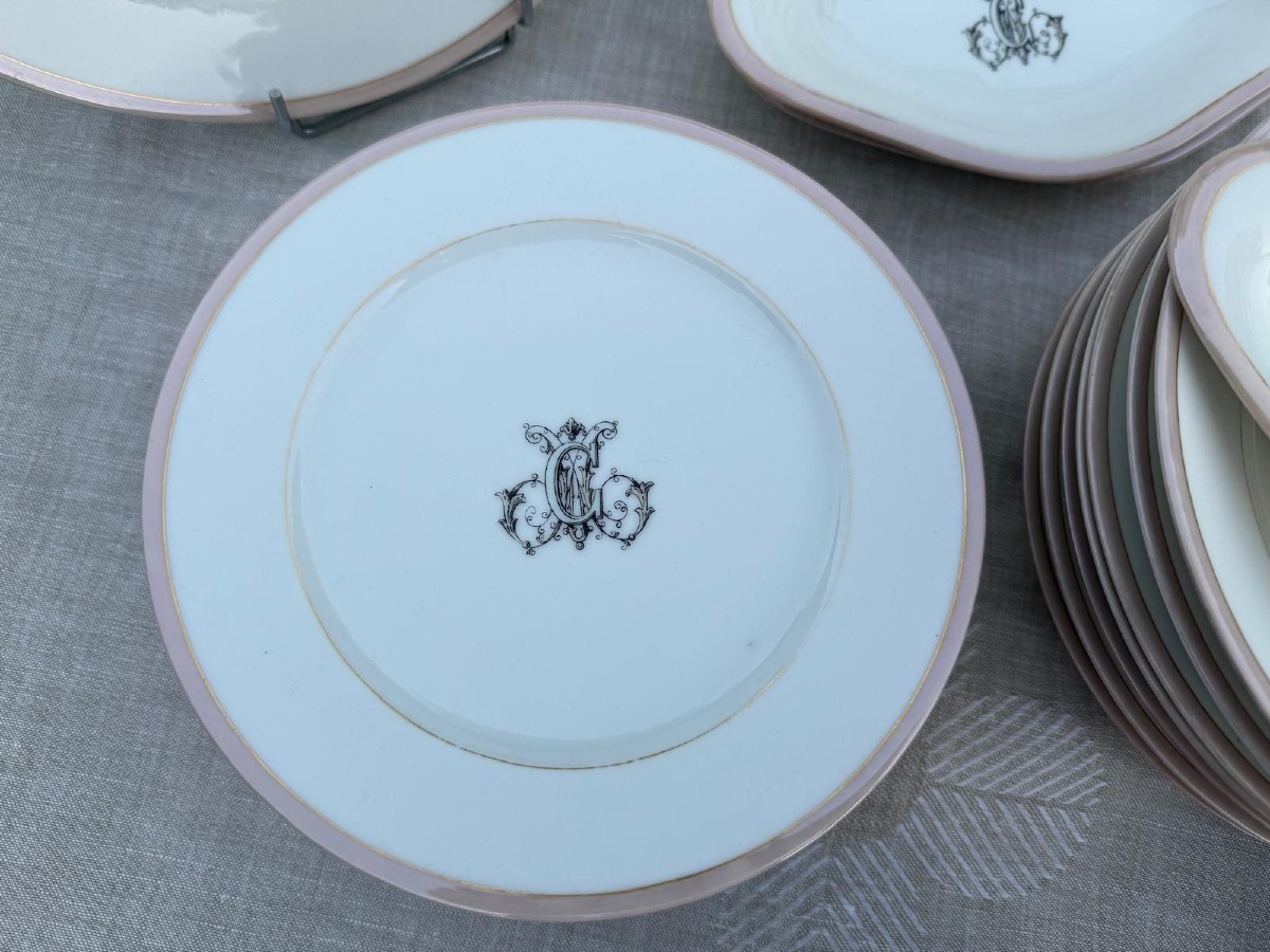 Service porcelaine de Paris h beziat or -photo-6