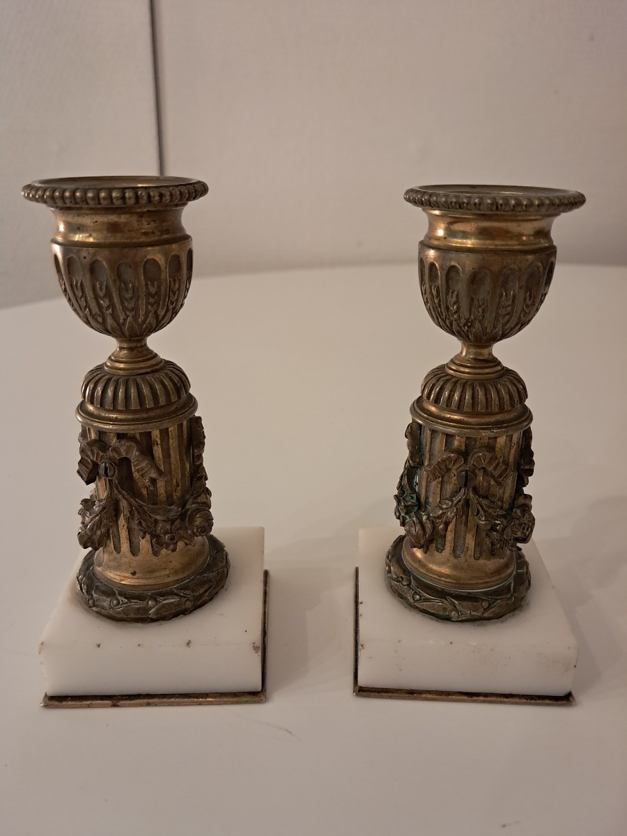 Bougeoirs de toilette louis XVI en bronze