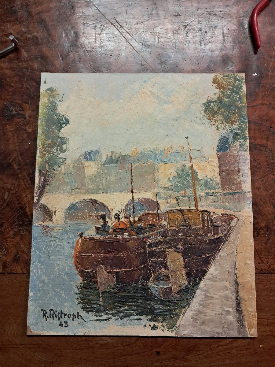 Oil On Cardboard, Which Of Seine Paris Ristat 43
