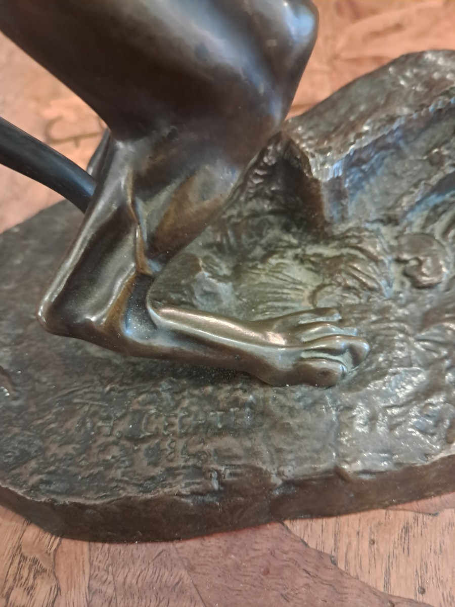 Bronze levrier au lièvre par th gechter 1844-photo-2