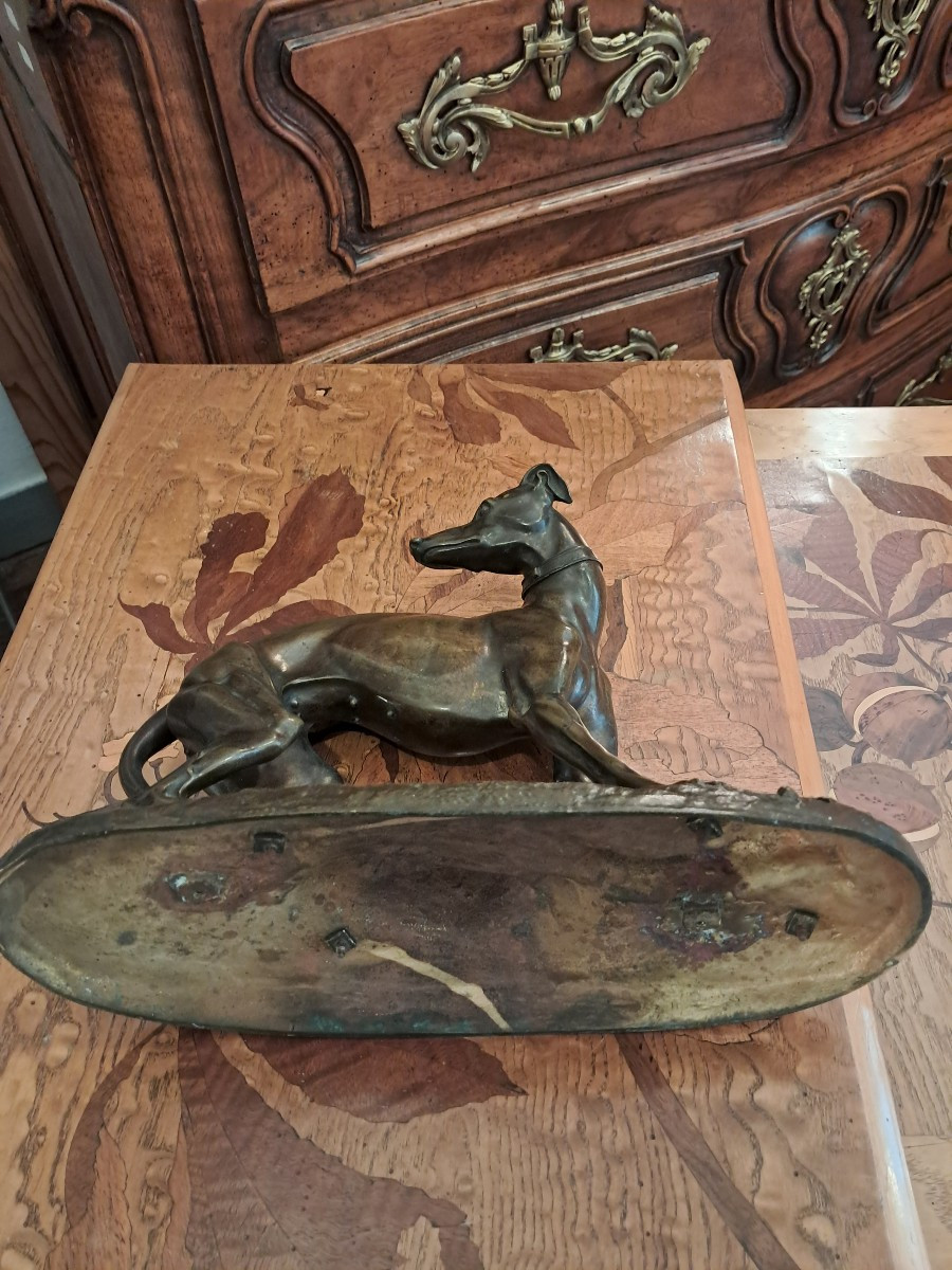 Bronze levrier au lièvre par th gechter 1844-photo-2