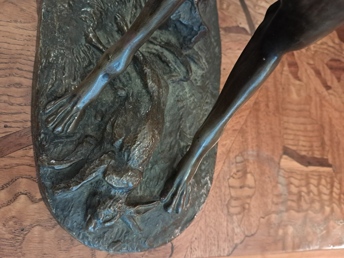 Bronze levrier au lièvre par th gechter 1844-photo-3