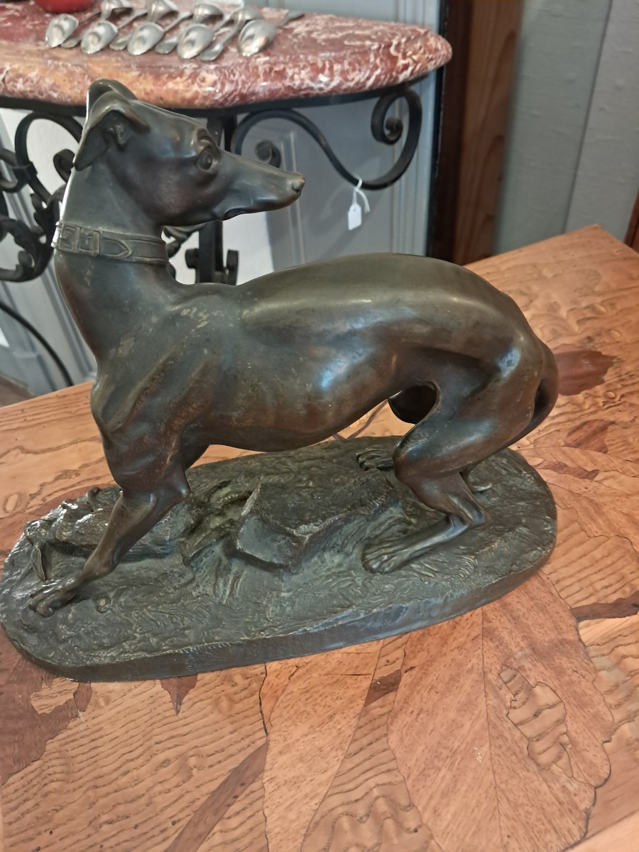 Bronze levrier au lièvre par th gechter 1844-photo-7